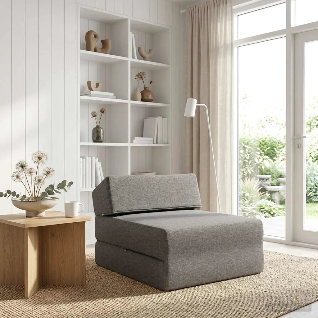 Divano Letto Pieghevole Grigio Chiaro 60 x 70 x 41 cm Tessuto
