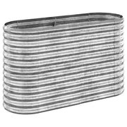 Aiuola ovale rialzata 114 x 40 x 68 cm resistente agli agenti atmosferici realizzata in acciaio zincato argento 02_0046565