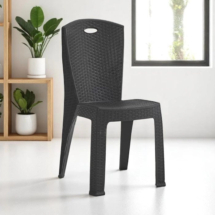 Sedia impilabile Paris in plastica effetto rattan ? 38x36x88 cm ? Colore antracite