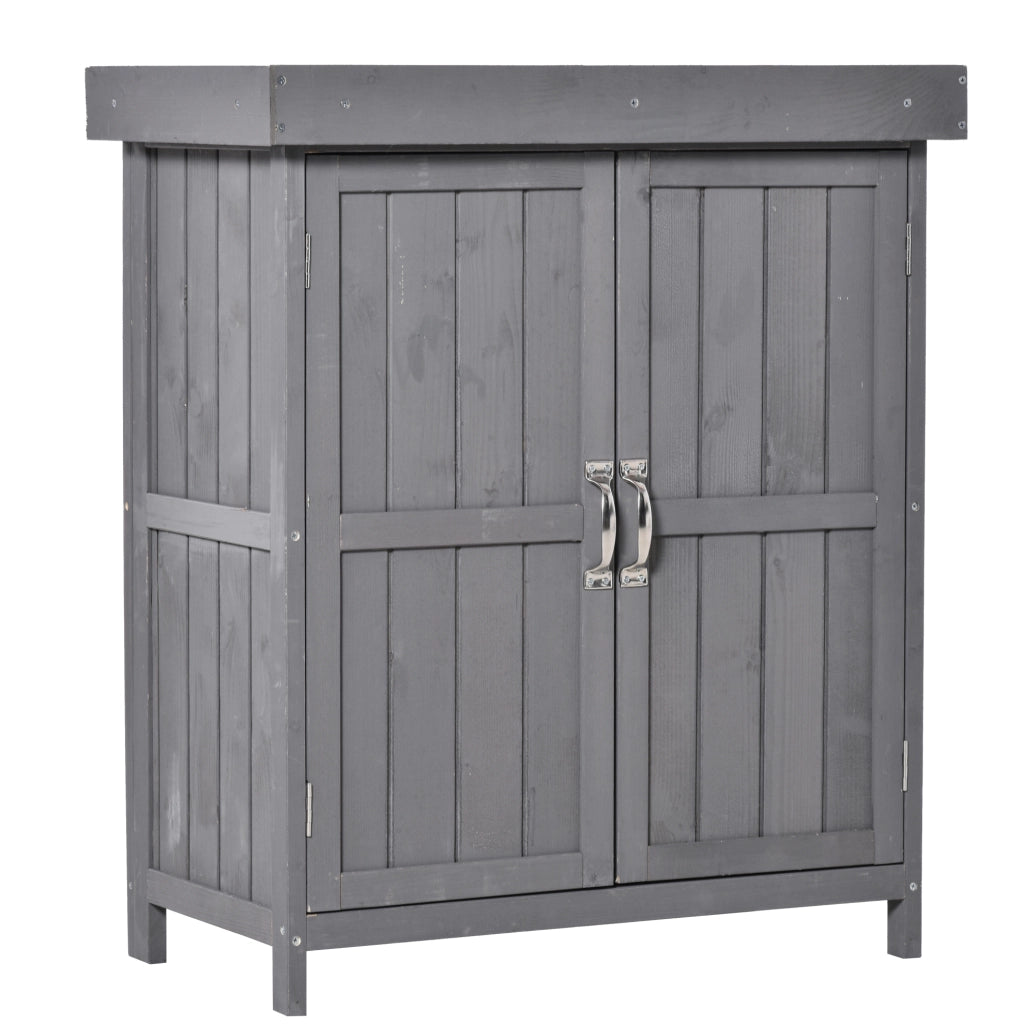 Armadio da giardino in legno con 3 ripiani e ante a lamelle; 87 x 46;5 x 160 cm; naturale