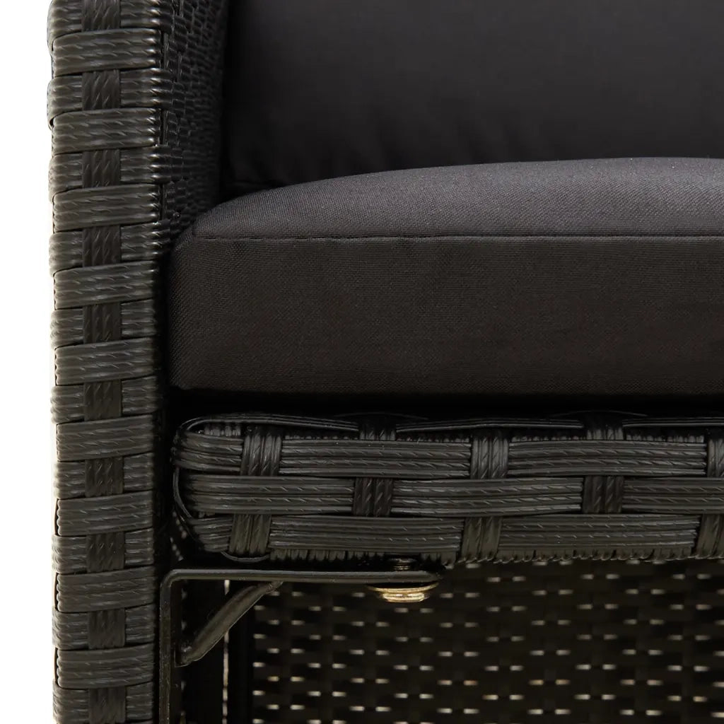Sedie da Giardino con Cuscini 2 pz in Polyrattan Nere cod mxl 23207