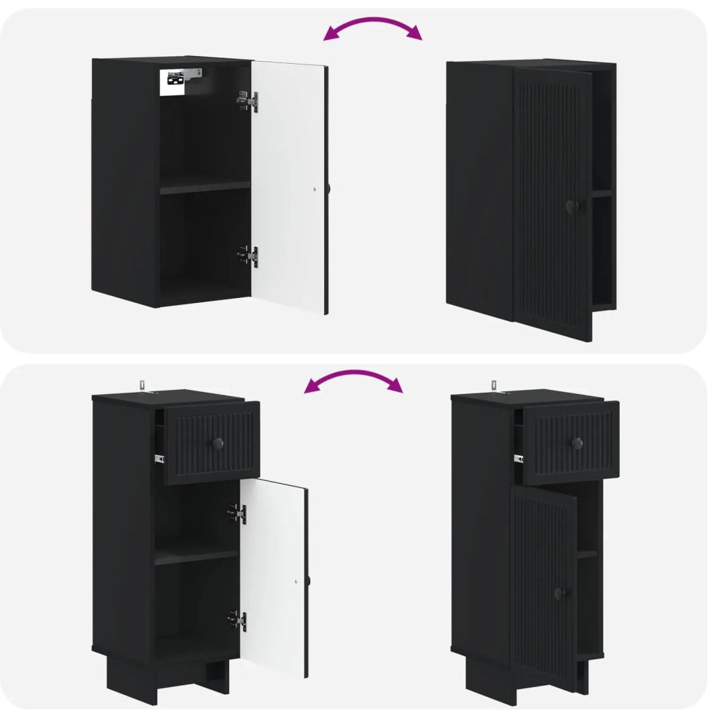 Set di armadietti da bagno in 3 pezzi EDE Nero 3417739