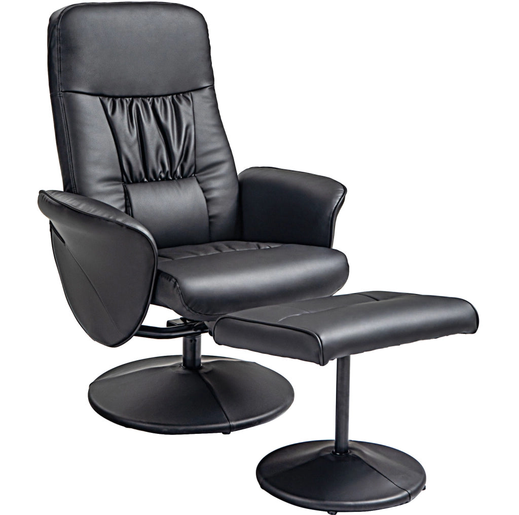 Poltrona relax con pouf in ecopelle nera
