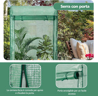 Serra da Giardino Inverno, Mini Serra per Orto e Piante con Telaio in Acciaio, Porte a Cerniera Arrotolabili, Telo in PE, Ideale per Giardino e Balcone, 100 x 50 x 170 cm, Verde