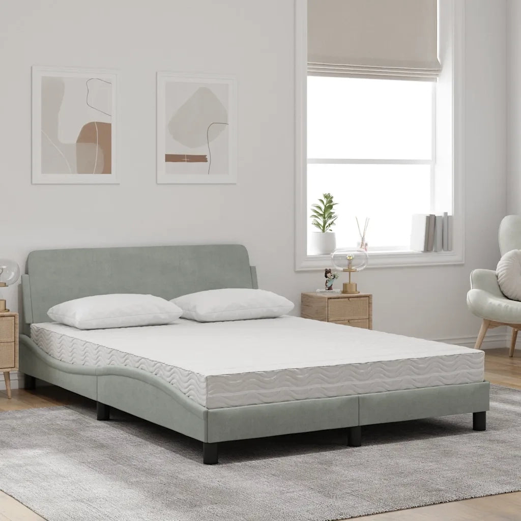 Letto con Materasso Dover Grigio Chiaro 120x200 cm in Velluto 3208371