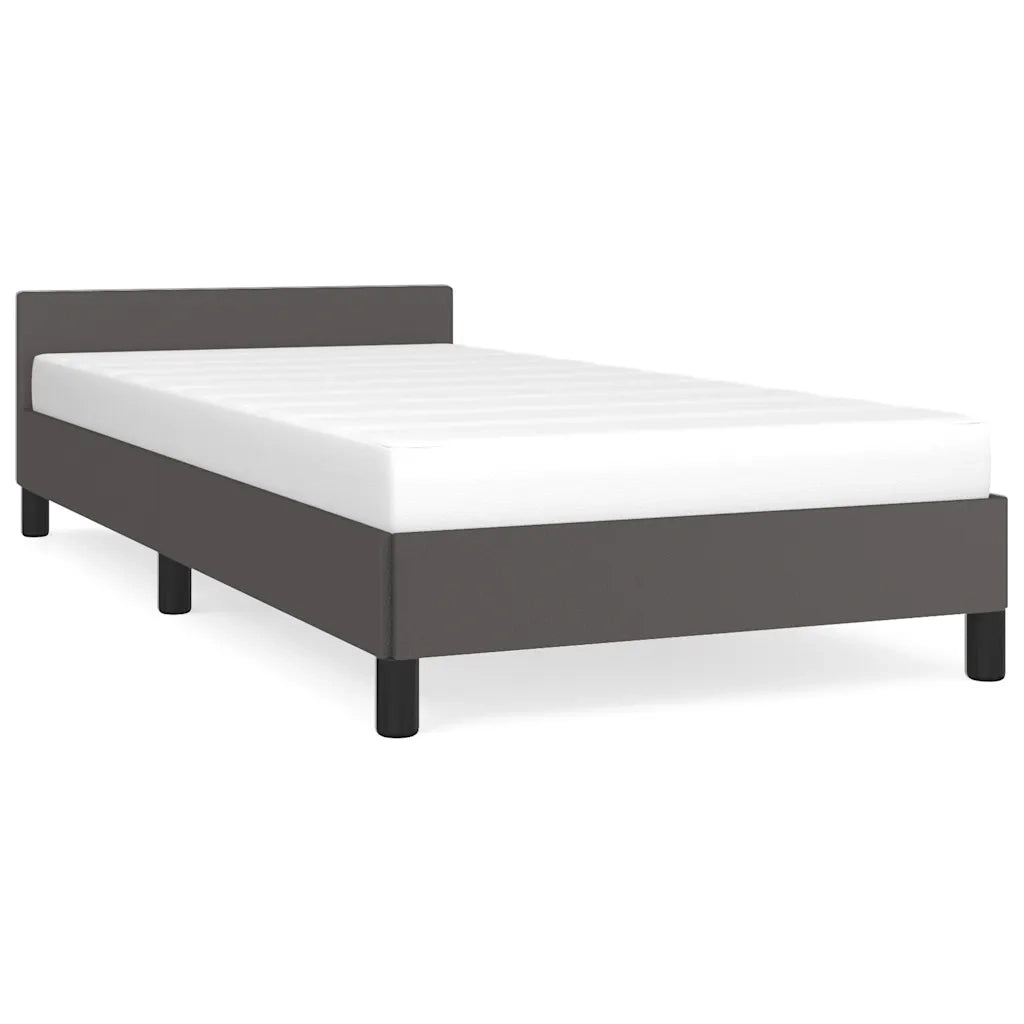 Giroletto con Testiera senza Materasso-Struttura Letto Grigio 90x200 cm