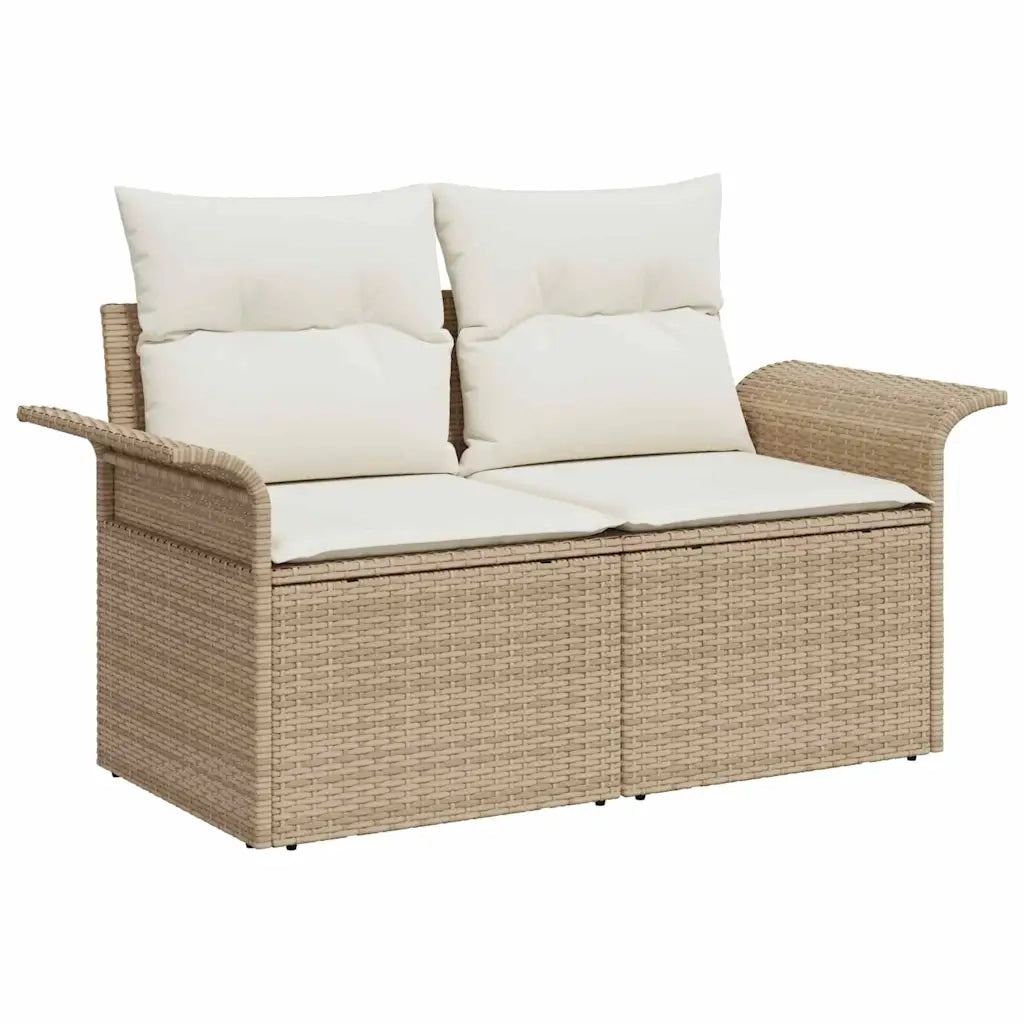 Set Divano da Giardino con cuscino 7 pcs Beige polyrattan