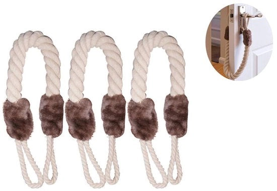 Deurstopper per 3 pezzi, Protezione contro la schiacciatura, Corda di sicurezza per bambini, Protezione per animali domestici, Corda di sicurezza bianca