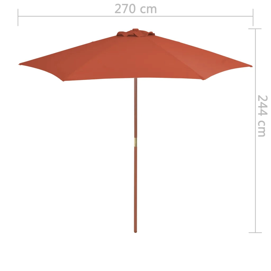 Ombrellone da Esterni con Palo in Legno 270 cm Terracotta 44518