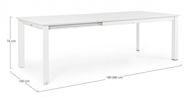 Tavolo Allungabile Konnor 160-240x100 cm Bian in Alluminio