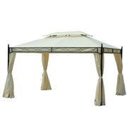 GAZEBO DA GIARDINO IN METALLO CON DOPPIO TETTO 3 X 4 M CREMA