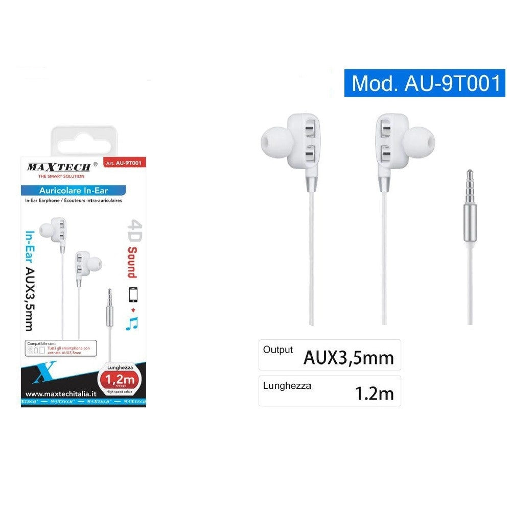 Trade Shop - Auricolari Cuffie In-ear Aux 3,5mm Cavo 1.2mt Alta Velocità Smartphone Au-9t001 -