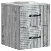 Set di 2 Comodini | Armadio da Notte | Mobiletto da notte a muro Grigio Sonoma 34,5 x 33 x 40 cm