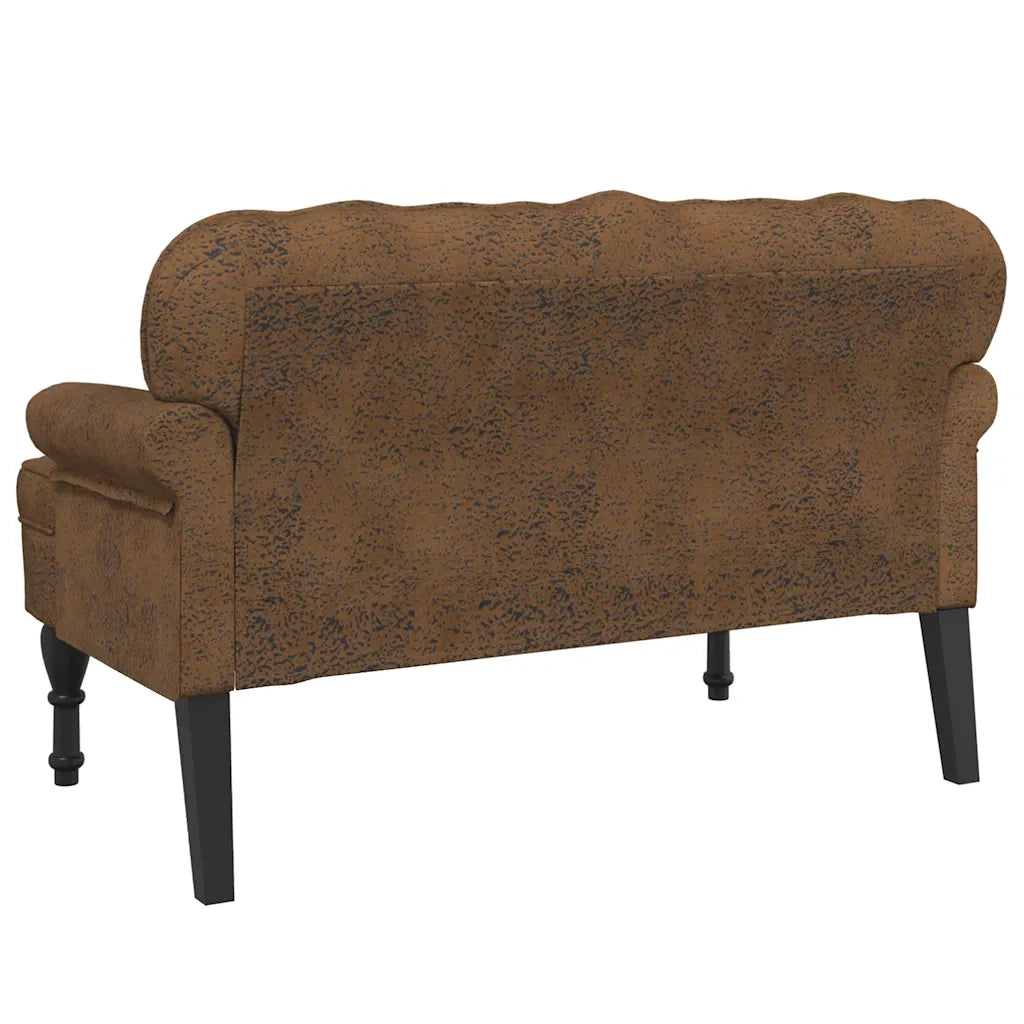 Panca con Schienale Marrone 119,5x64,5x75 cm in Scamosciato CFW1749530