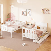 letto a castello in legno massello bianco 95 x 252 cm