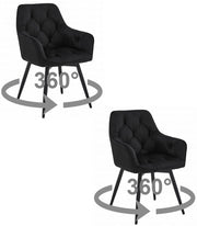 Sedia girevole in velluto VALORA LUKK360 - Nero x 2