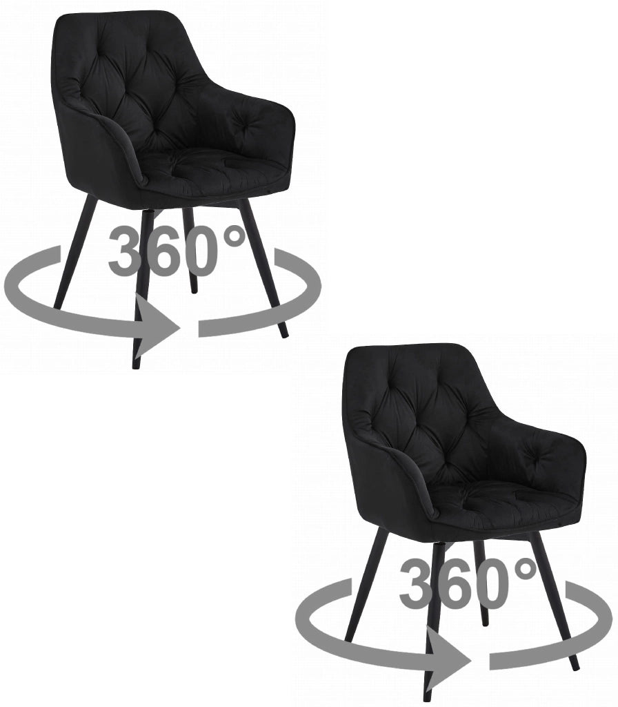 Sedia girevole in velluto VALORA LUKK360 - Nero x 2