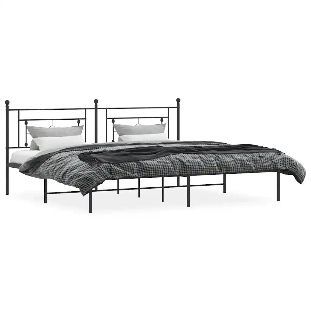 Giroletto con Testiera in Metallo Nero 193x203 cm 374345