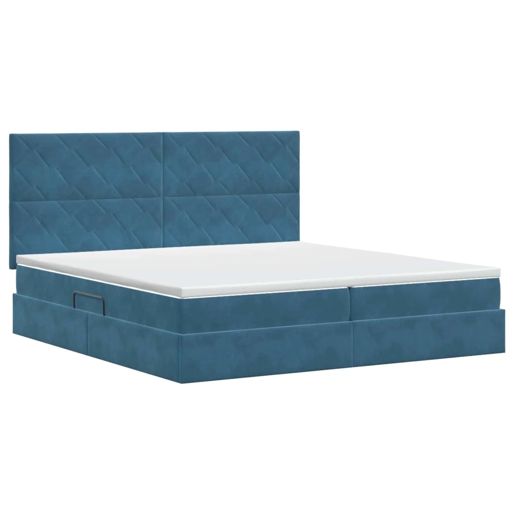 Letto con contenitore e materasso Blu Scuro 200 x 200 cm 3459775