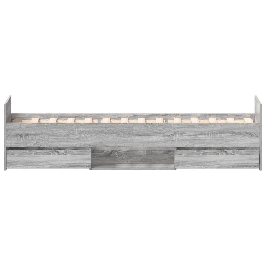 Giroletto con Testiera e Pediera-Struttura Letto Grigio Sonoma 90x200 cm