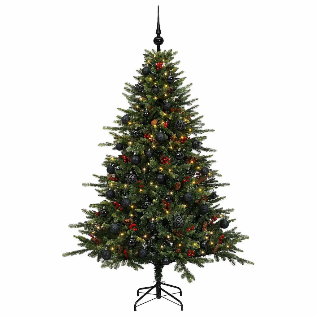 Albero di Natale artificiale con palline 120 cm 150 LED 3465581