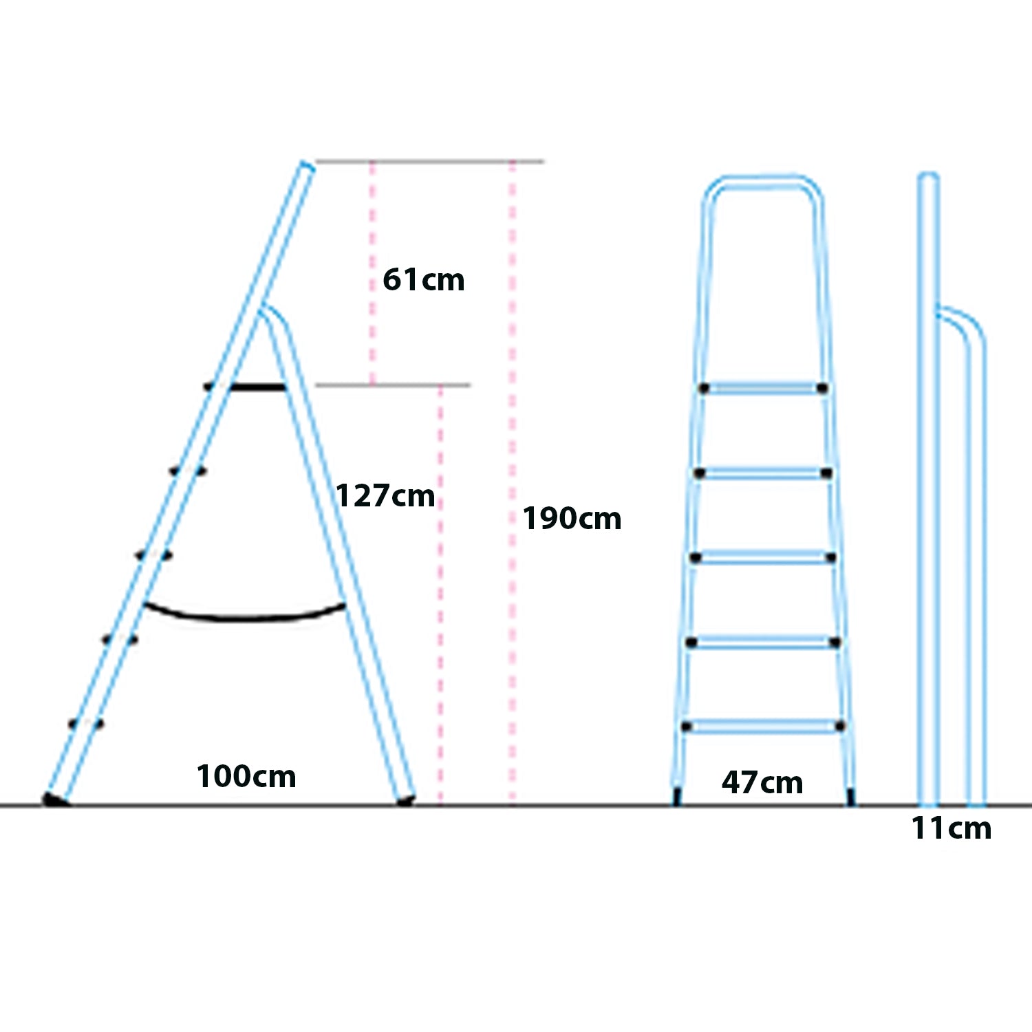 Scala in Alluminio 2 3 4 5 Gradini Sgabello Pieghevole Richiudibile Salvaspazio Ripiegabile Robusta Multiuso c 5 gradini