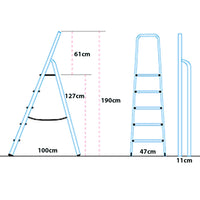 Scala in Alluminio 2 3 4 5 Gradini Sgabello Pieghevole Richiudibile Salvaspazio Ripiegabile Robusta Multiuso c 5 gradini