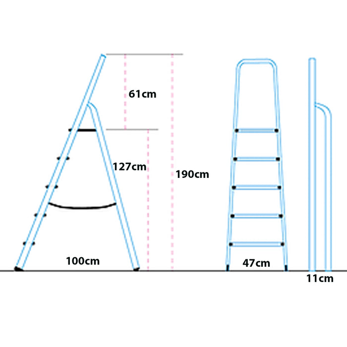 Scala in Alluminio 2 3 4 5 Gradini Sgabello Pieghevole Richiudibile Salvaspazio Ripiegabile Robusta Multiuso c 5 gradini