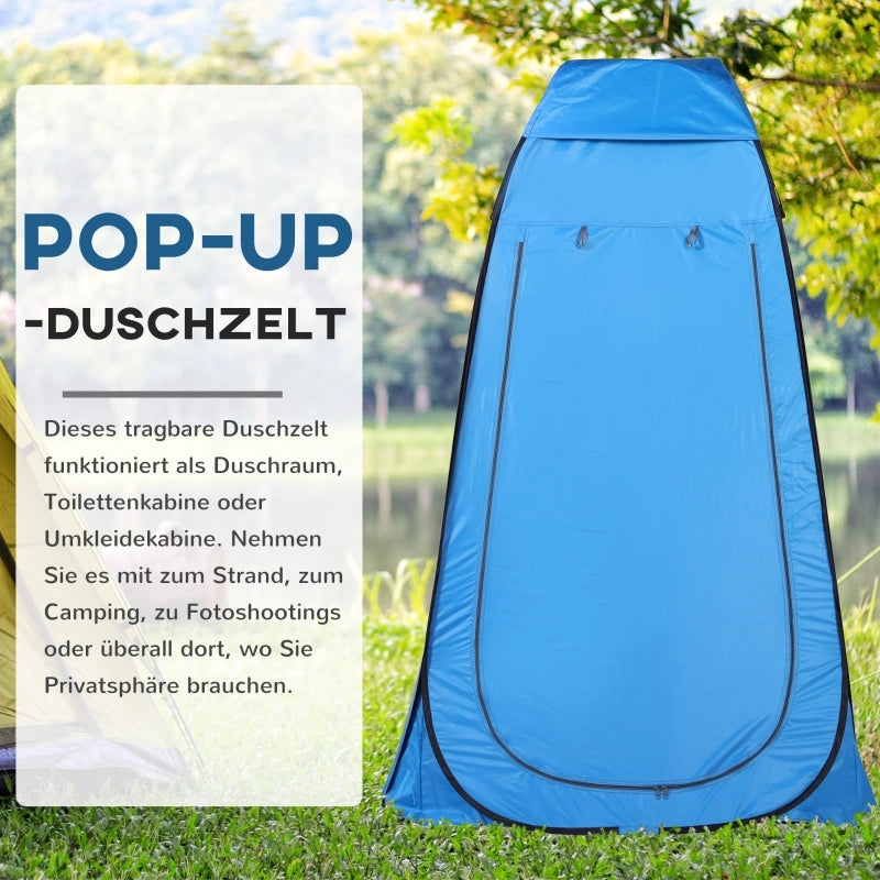 Tenda doccia pop-up per una persona in poliestere blu con tasche interne e montaggio semplice 120 × 120 × 190 cm