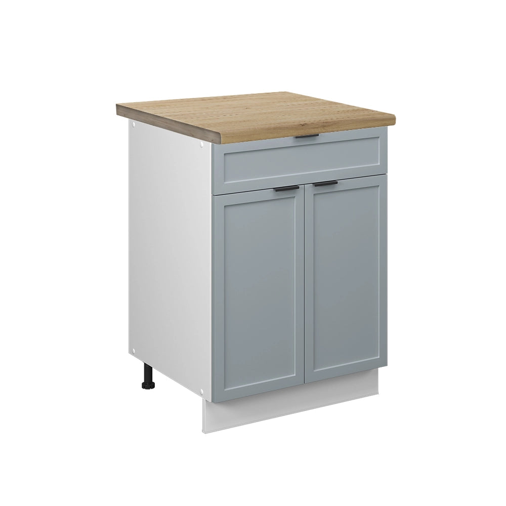 Mobiletto base per cucina Fame-Line Blu-grigio chiaro/Bianco 60 cm con cassetto, PL Rovere Vicco