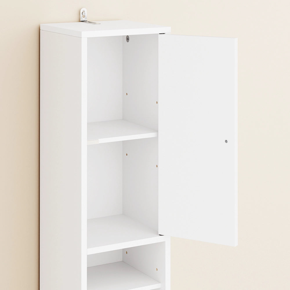 SoBuy BZR34-II-W Colonna Bagno Stretta - Mobile Bagno Idrorepellente, Alto con Ripiani Regolabili e Cassetto - Armadietto Salvaspazio, MDF, Bianco, 20x180x20c