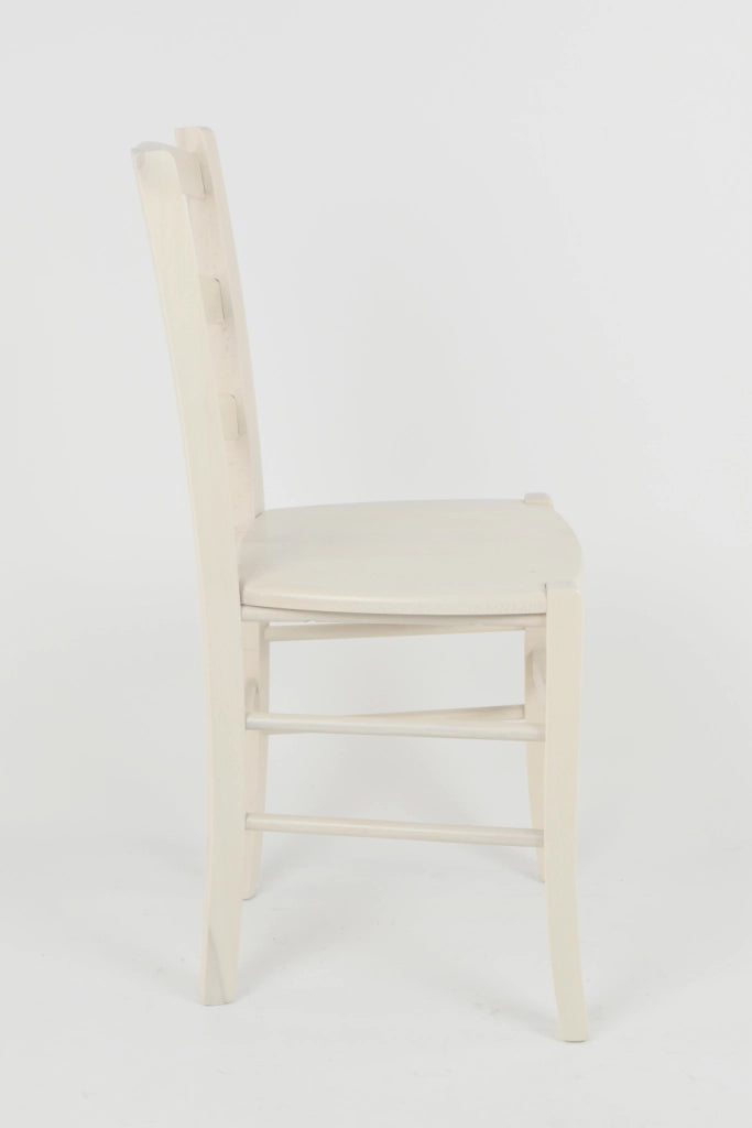 Set 6 Sedie Venice Tommychairs, robusta struttura in legno di faggio verniciata in anilina bianca e seduta in legno