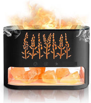 Diffusore per olii essenziali, rinfrescante per l'aria, 100% sale Himalayana pura, lampada con effetto fiamma, 7 colori LED, per casa, ufficio, yoga, nero