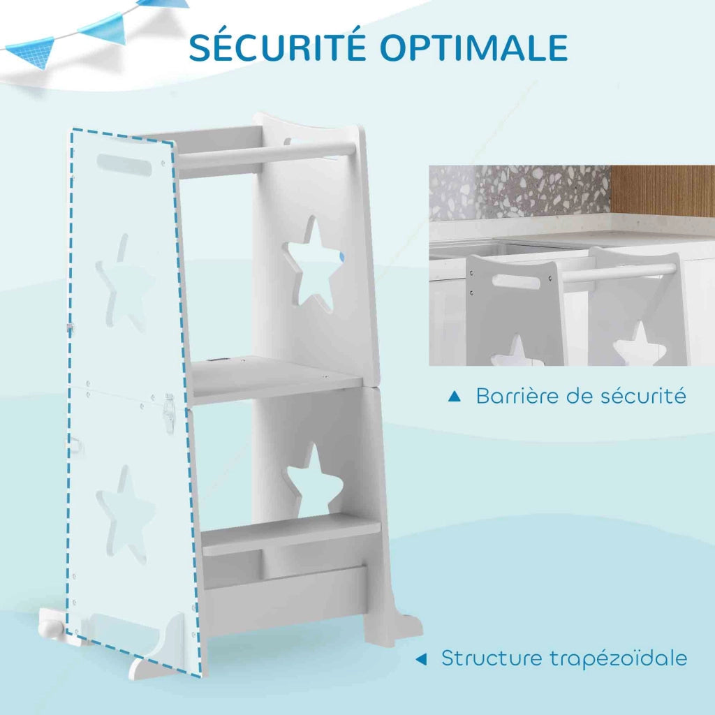 Scala per bambini struttura trapezoidale ¨C zephmum ¨C 60x44.5x86 cm bianco