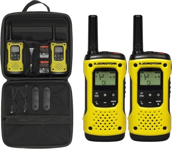 Radio a Mano a Batteria IP67 Resistente all'Acqua - Portata 10 km - Nero Giallo 17,8 x 3,8 x 6,2 cm 2 Pezzi