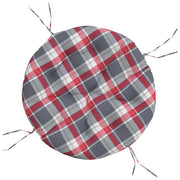Cuscino Rotondo Rosso Motivo a Quadri ? 100x11cm Tessuto Oxford