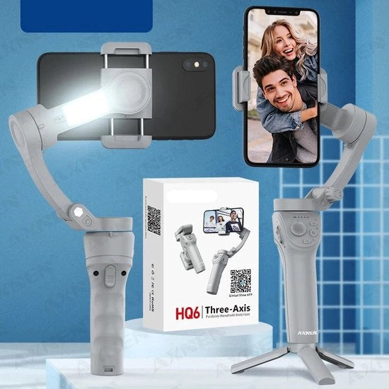 Gimbal per Smartphone e Camera - Manuale senza mirino - 3-assi - Anti-Shake - Gimbal manuale - Stabilizzatore per Telefono - Ondeportabile supporto per Selfie - Bianco - Stabilizzatore Gimbal