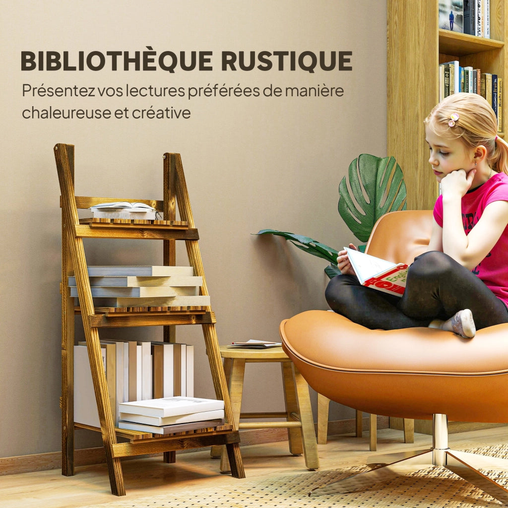 Libreria a 3 livelli per piante ¨C zephmum ¨C Legno di pino 40x37x93 cm