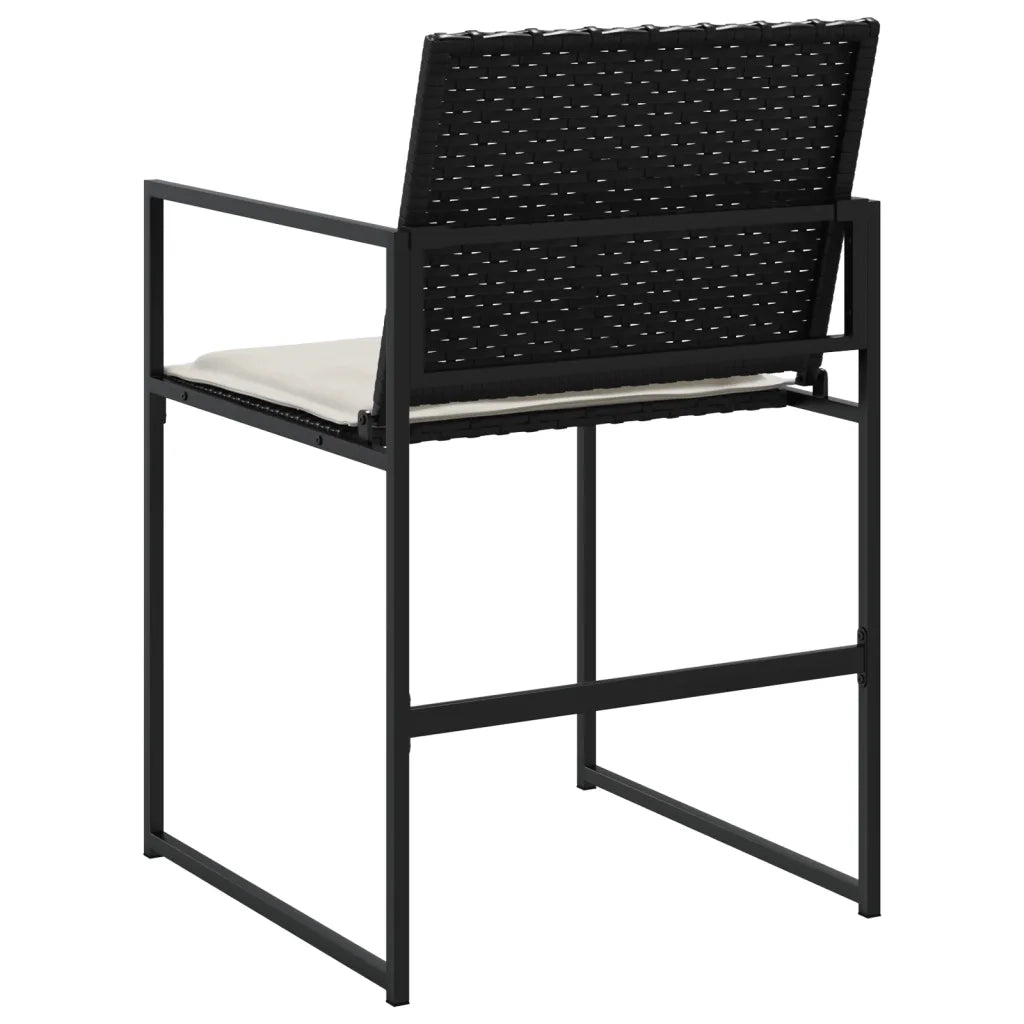 Sedie da Giardino con Cuscini 4 pz | Sedie da Esterno Nere in Polyrattan