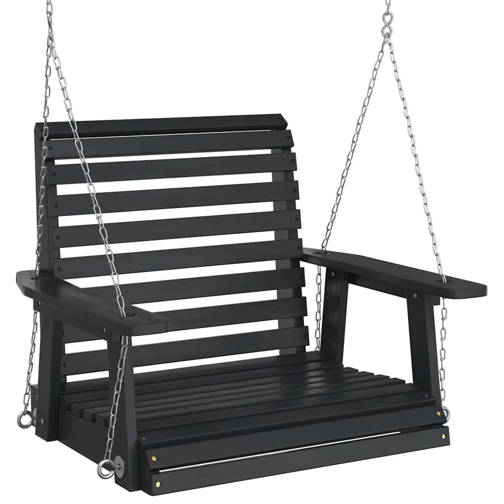 Dondolo da Giardino Catene in Metallo Nero in Legno di Abete CFW7078839