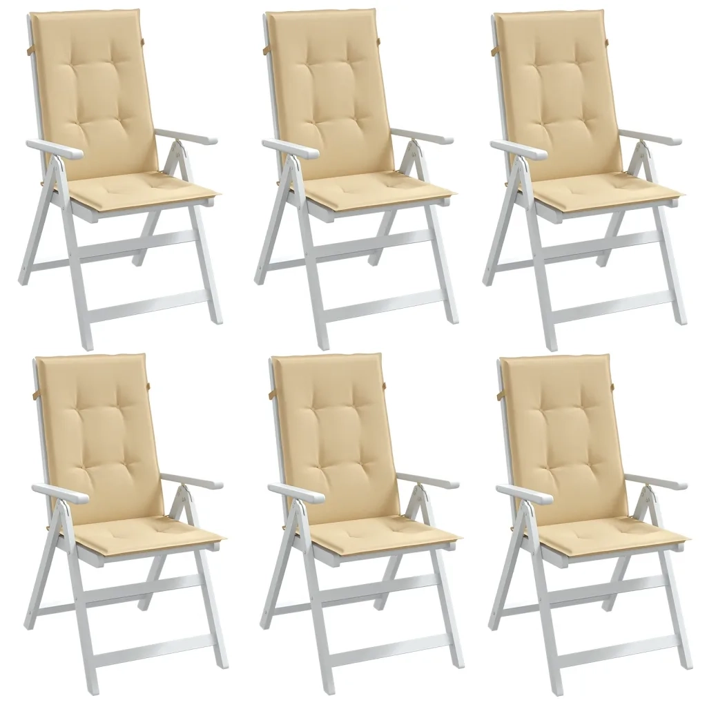 Cuscini Sedia Schiena Alta 6 Beige Mélange 120x50x4 Tessuto 4002423