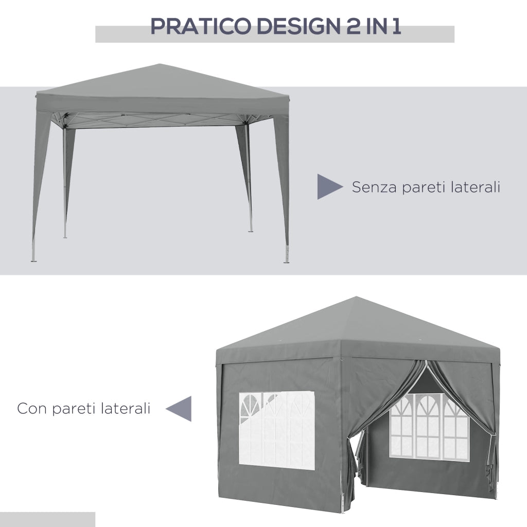 Gazebo da Giardino Pieghevole 3x3 m ¨C Zephmum ¨C Grigio Chiaro in Acciaio e Tessuto Oxford