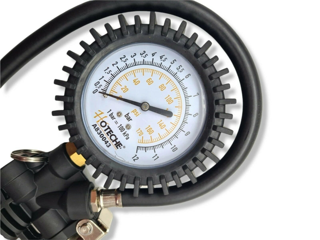 MANOMETRO ARIA COMPRESSA PRESSIONE GOMME 12 BAR PISTOLA GONFIAGGIO GOMME