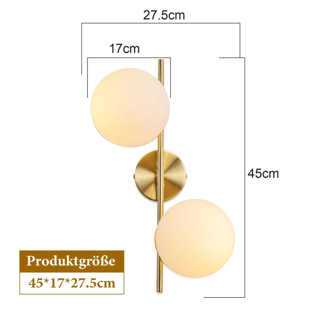 ZMH Applique da parete moderna per interni lampada da parete in oro con paralume in vetro E27 camera da letto corridoio