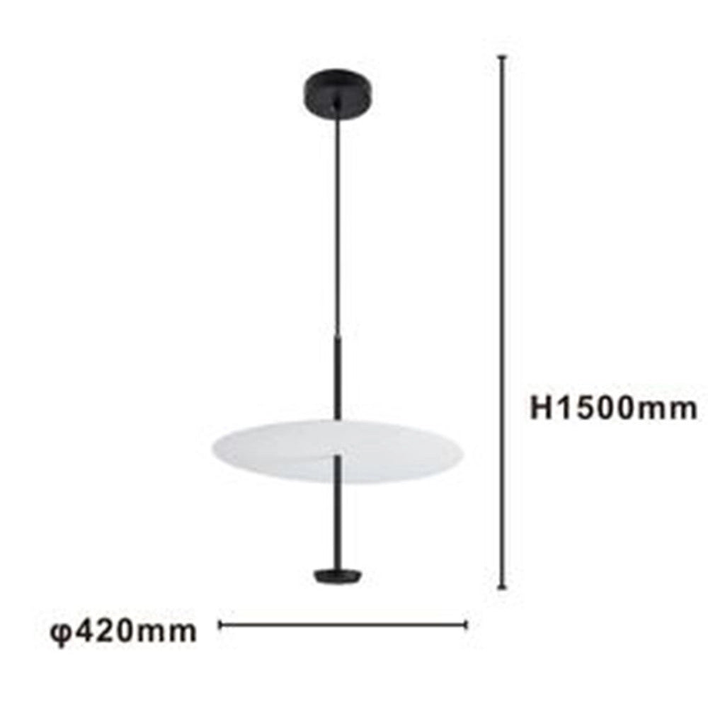 Trade Shop - Lampadario A Sospensione Luce 6500k Led 18w Disco Paralume Piatto Bianco Nero Tondo 33184 -