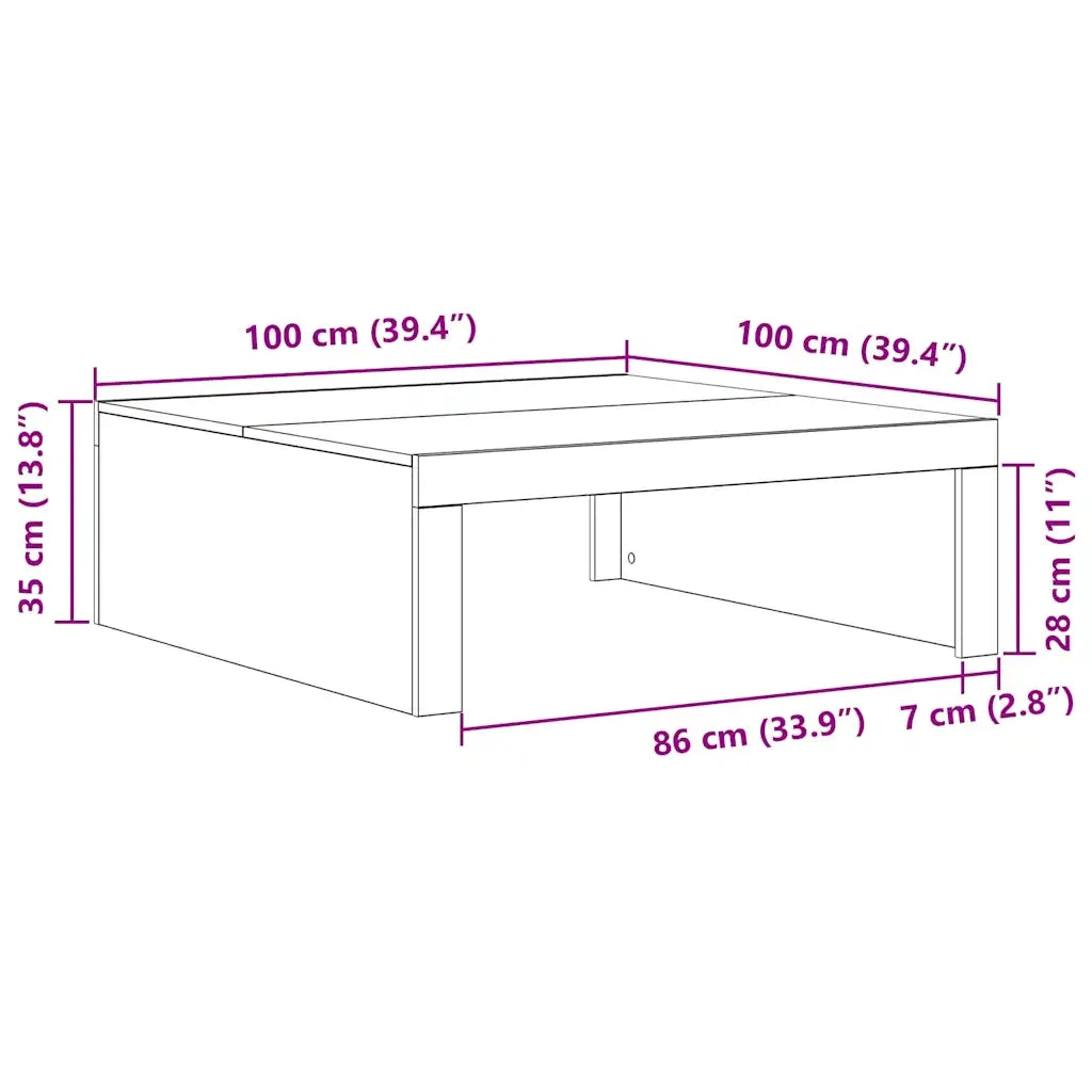 Tavolino da salotto Rovere Nero 100 x 100 x 35 cm 862678