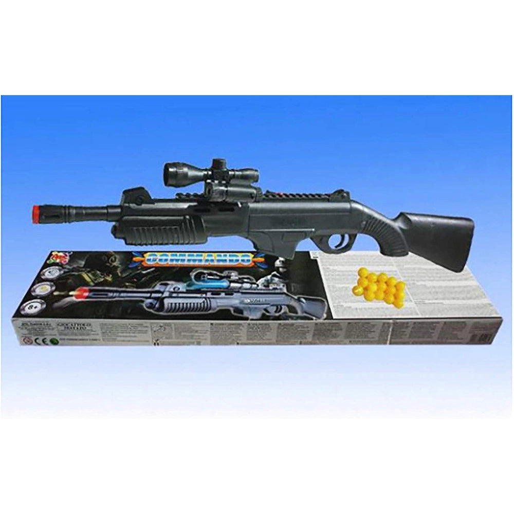 Trade Shop - Fucile Pistola Giocattolo A Pallini Con Luce Torcia Puntatore Mitra Commando -