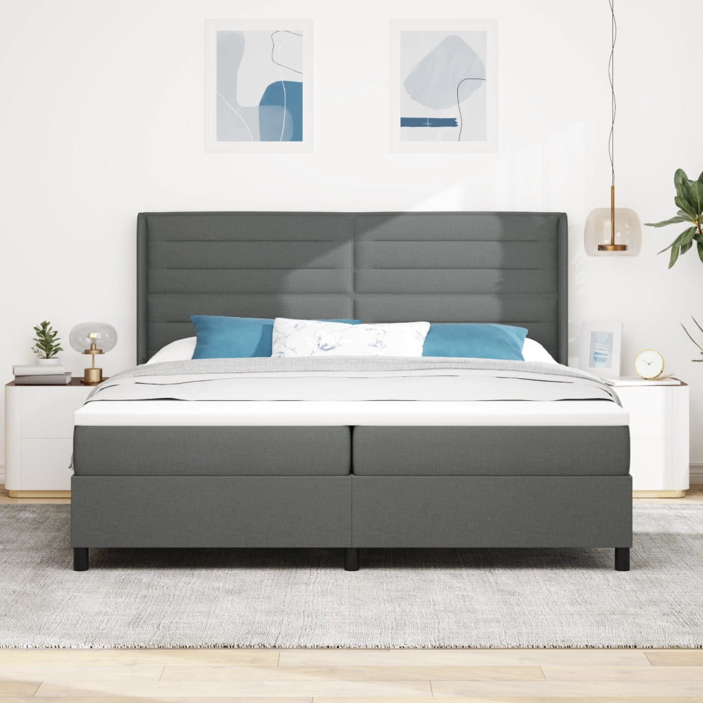 Letto Box Spring vitaXL con Materasso Grigio Scuro 200x200 cm in Tessuto