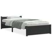 Letto singolo | Letto per adulti | Giroletto Nero in Legno Massello 90x200 cm