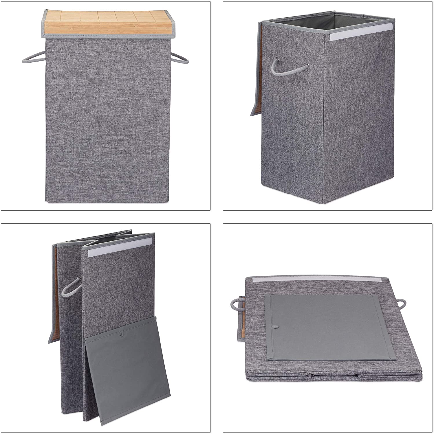 Cestello pieghevole con coperchio cesto portabiancheria sporca 60 litri manici 13_0000820